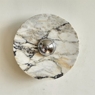 Zeno Applique Murale Ronde en Chrome, Marbre et Métal Style Minimaliste Moderne