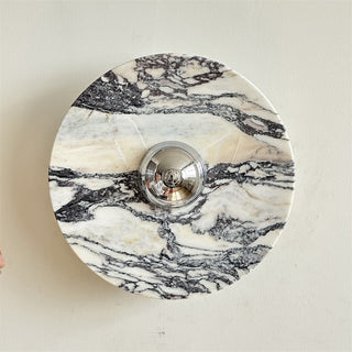 Zeno Applique Murale Ronde en Chrome, Marbre et Métal Style Minimaliste Moderne