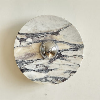 Zeno Applique Murale Ronde en Chrome, Marbre et Métal Style Minimaliste Moderne