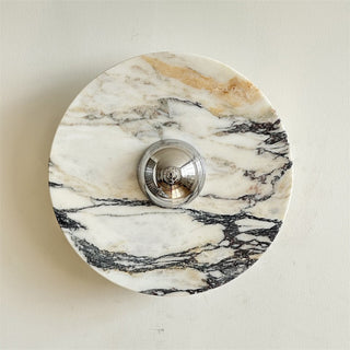 Zeno Applique Murale Ronde en Chrome, Marbre et Métal Style Minimaliste Moderne