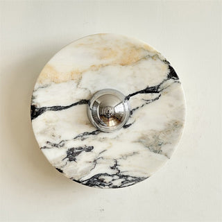 Zeno Applique Murale Ronde en Chrome, Marbre et Métal Style Minimaliste Moderne