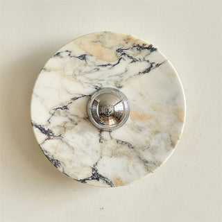 Zeno Applique Murale Ronde en Chrome, Marbre et Métal Style Minimaliste Moderne