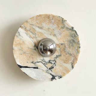 Zeno Applique Murale Ronde en Chrome, Marbre et Métal Style Minimaliste Moderne