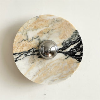 Zeno Applique Murale Ronde en Chrome, Marbre et Métal Style Minimaliste Moderne