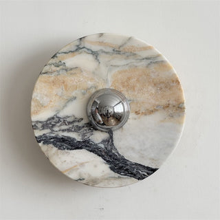 Zeno Applique Murale Ronde en Chrome, Marbre et Métal Style Minimaliste Moderne