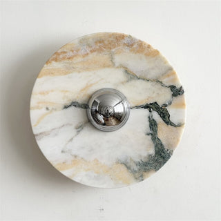 Zeno Applique Murale Ronde en Chrome, Marbre et Métal Style Minimaliste Moderne