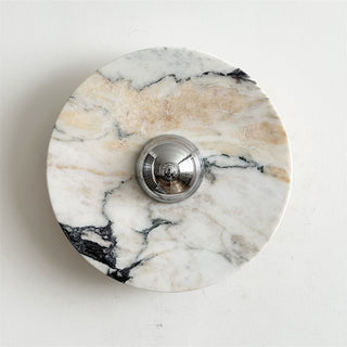 Zeno Applique Murale Ronde en Chrome, Marbre et Métal Style Minimaliste Moderne