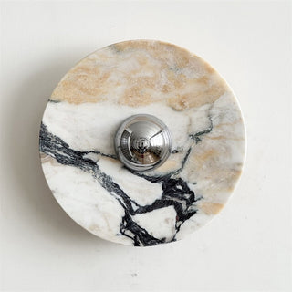 Zeno Applique Murale Ronde en Chrome, Marbre et Métal Style Minimaliste Moderne