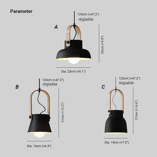 Valentina Vintage Suspension Noir/Orange Métal/Bois Chambre à coucher