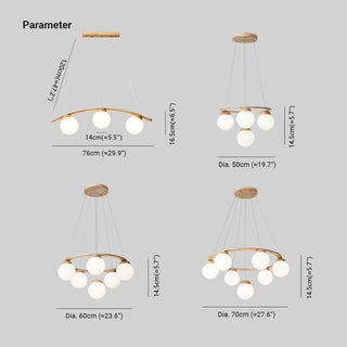 Valentina LED Suspension Bois Verre Blanc Salon/Chambre À Coucher