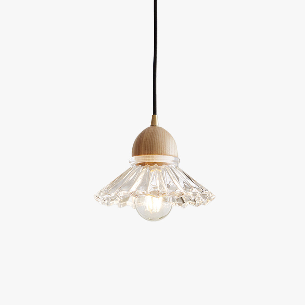 Valentina Rétro LED Suspension Bois Verre Salon/Chambre À Coucher