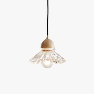 Valentina Rétro LED Suspension Bois Verre Salon/Chambre À Coucher