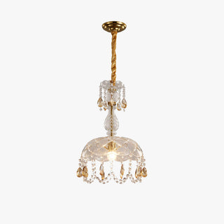Kristy Rétro LED Cristal Rond Suspension Or Verre Chambre À Coucher