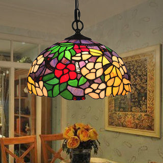 Tiffany Rétro LED Suspension Fleurs Verre Salle À Manger