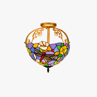 Tiffany Vintage Acrylique Plafonnier Métal/Verre Salon