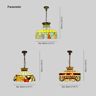 Tiffany Vintage LED Suspension Métal Verre Chambre À Coucher