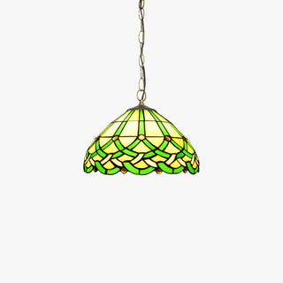 Tiffany Vintage Ligne Gemmes Cône Suspension Verre Métal Salon