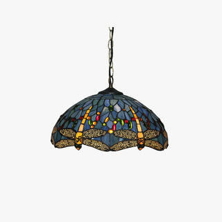 Tiffany Vintage Suspension Tachée Métal Verre Bol Chambre À Coucher