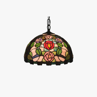 Tiffany Vintage LED Suspension Métal Verre Salon