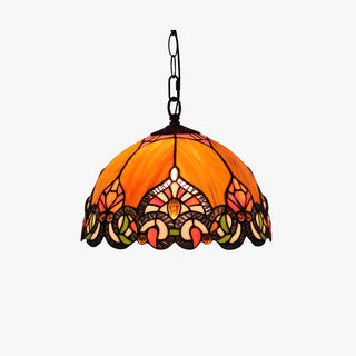 Tiffany Vintage Dôme Suspension Tachée Verre Salon