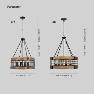 Silva Industriel LED Suspension Bois Métal Salon