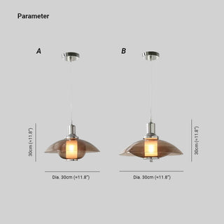 Arisha Suspension Luminaire Moderne Ronde LED Marron Verre Salon