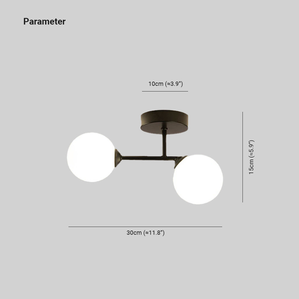 Valentina Plafonnier Rond Moderne, Métal/Verre, Noir/Doré, Salon