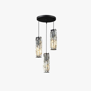 Kristy Suspension Cylindre/Multi Cristal, Métal/Cristal, Doré/Noir, Salon