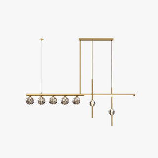 Kristy Suspension Linéaire/Sphère Moderne, Métal/Cristal, Doré, Salle à Manger