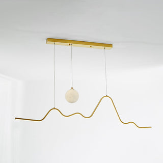 Arisha Suspension Linéaire Naturelle, Noir/Blanc/Or, Salon