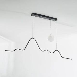 Arisha Suspension Linéaire Naturelle, Noir/Blanc/Or, Salon