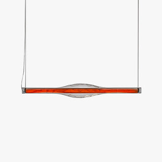 Ray Suspension Linéaire Industrielle, Métal /Acrylique, Rouge/Marron, Salon