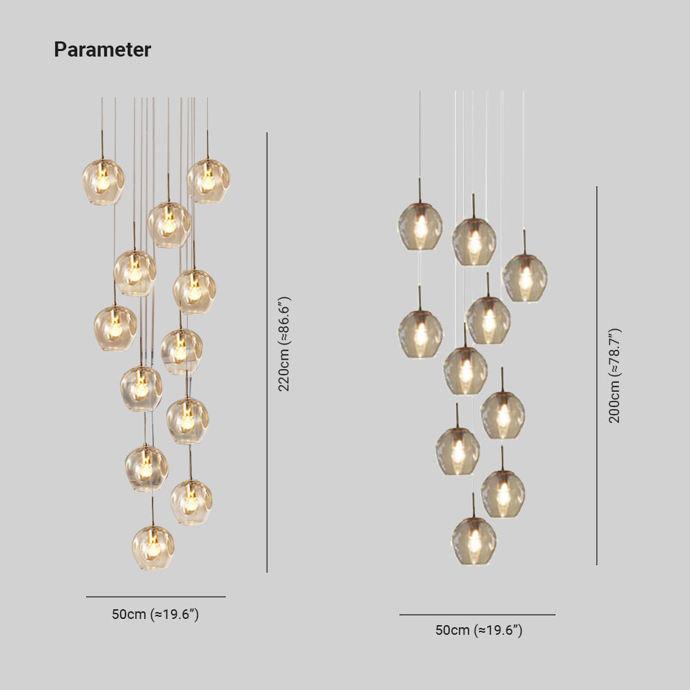 Valentina Moderne LED Lustre Doré Métal Verre Salon Chambre à coucher