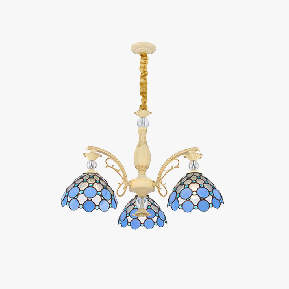 Silva Fleur Vintage LED Suspension Bleu Métal Verre Salon Chambre à Coucher