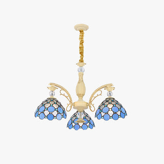 Silva Fleur Vintage LED Suspension Bleu Métal Verre Salon Chambre à Coucher