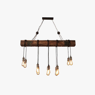 Silva Vintage LED Suspension Marron Bois Verre Salle à manger Salon