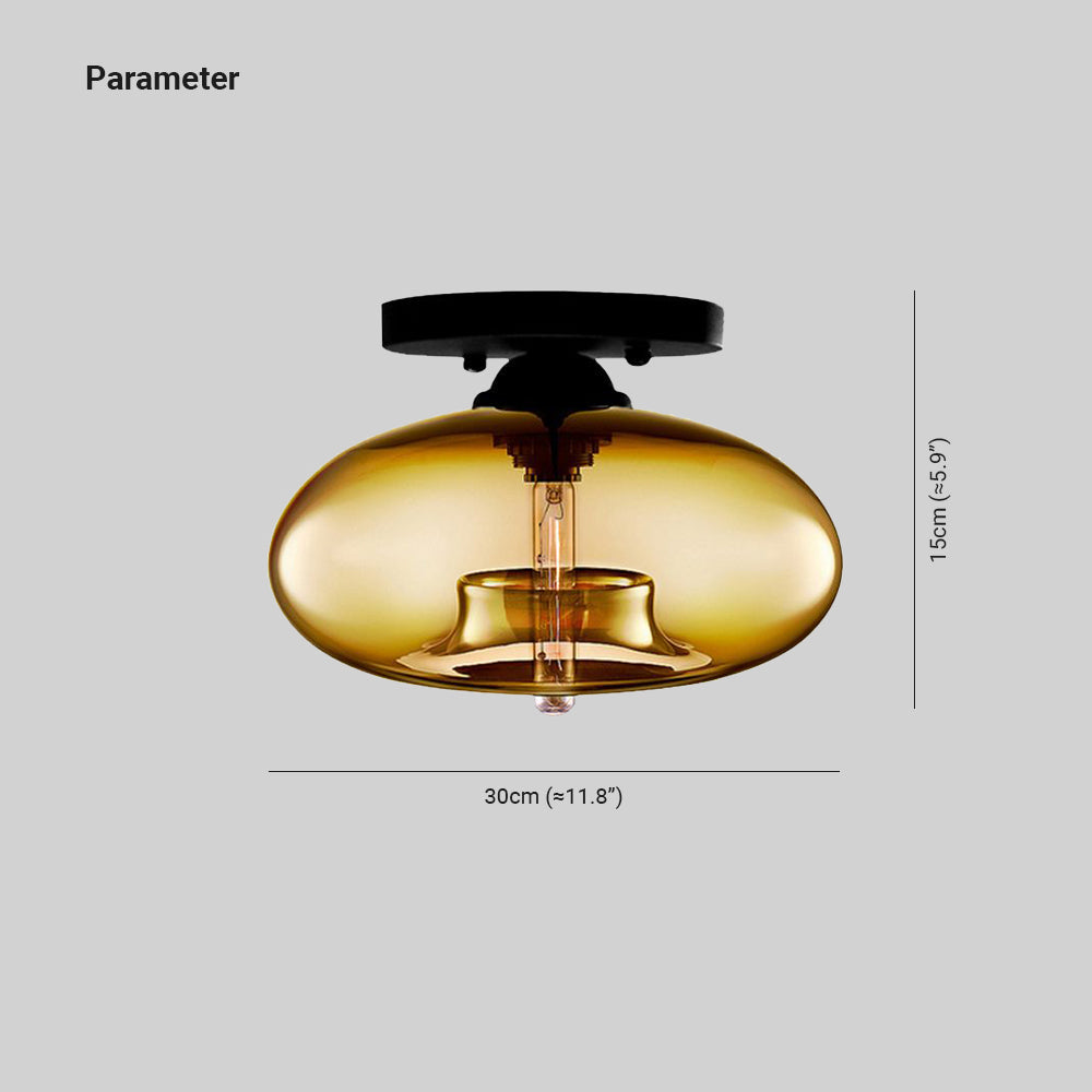 Arisha Oval Industriel LED Plafonnier Rouge/Marron/Ambre/Bleu Métal/Verre Salon