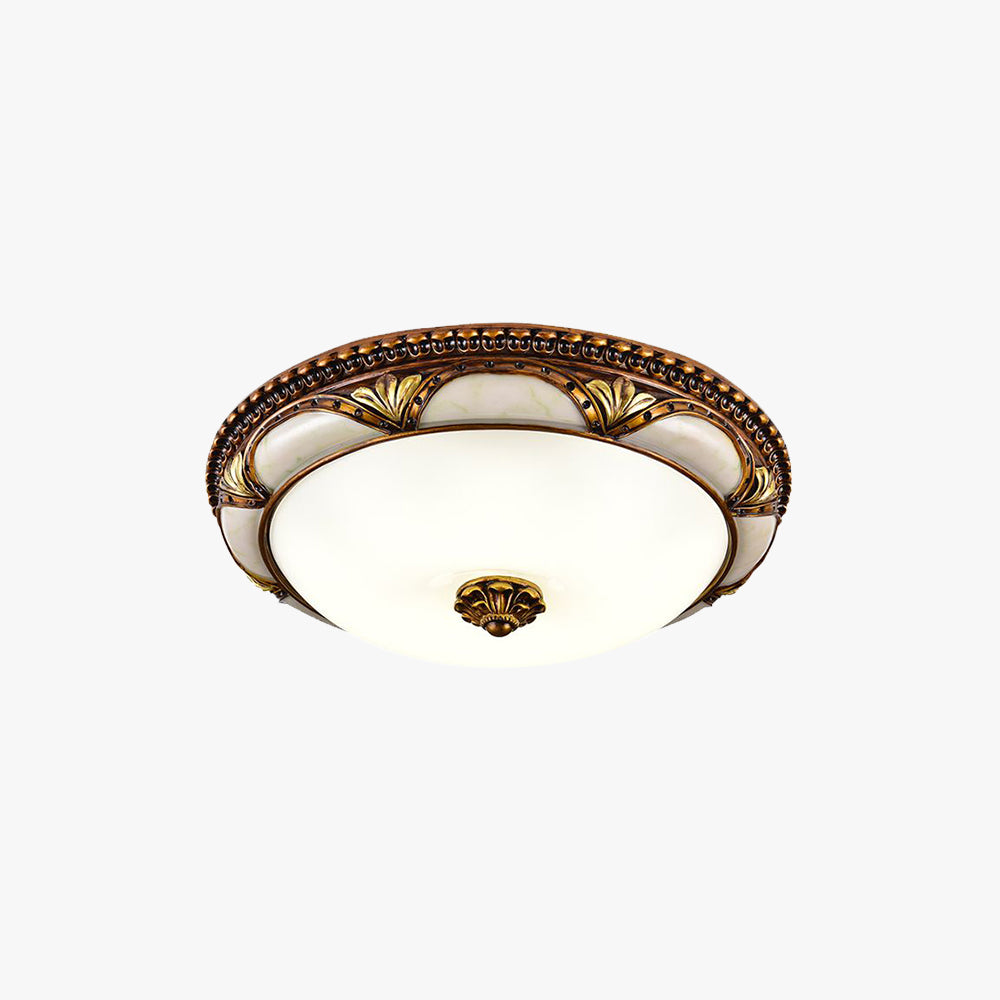 Silva Ronde Retro LED Plafonnier Brass Résine/Verre Chambre à coucher