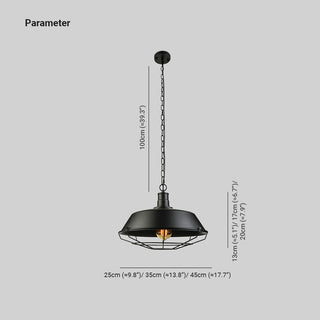 Silva Dôme Rustique LED Suspension Noir Métal Chambre à Coucher