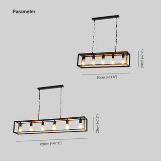 Silva Rectangle Vintage LED Suspension Noir Laiton Métal Salon