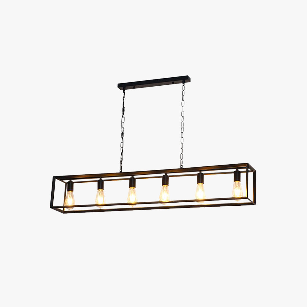 Silva Rectangle Vintage LED Suspension Noir Laiton Métal Salon