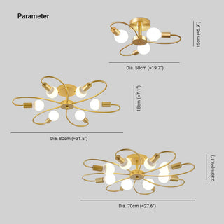 Valentina LED Plafonnier Fleur Moderne Métal Noir/Doré Floral Salon/Chambre à Coucher