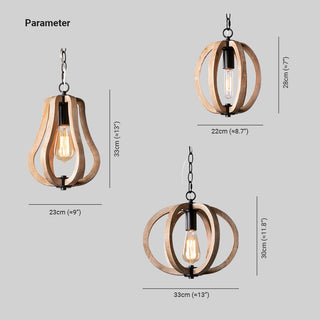 Silva Sphère Vintage LED Suspension Métal Bois Salon Salle à manger
