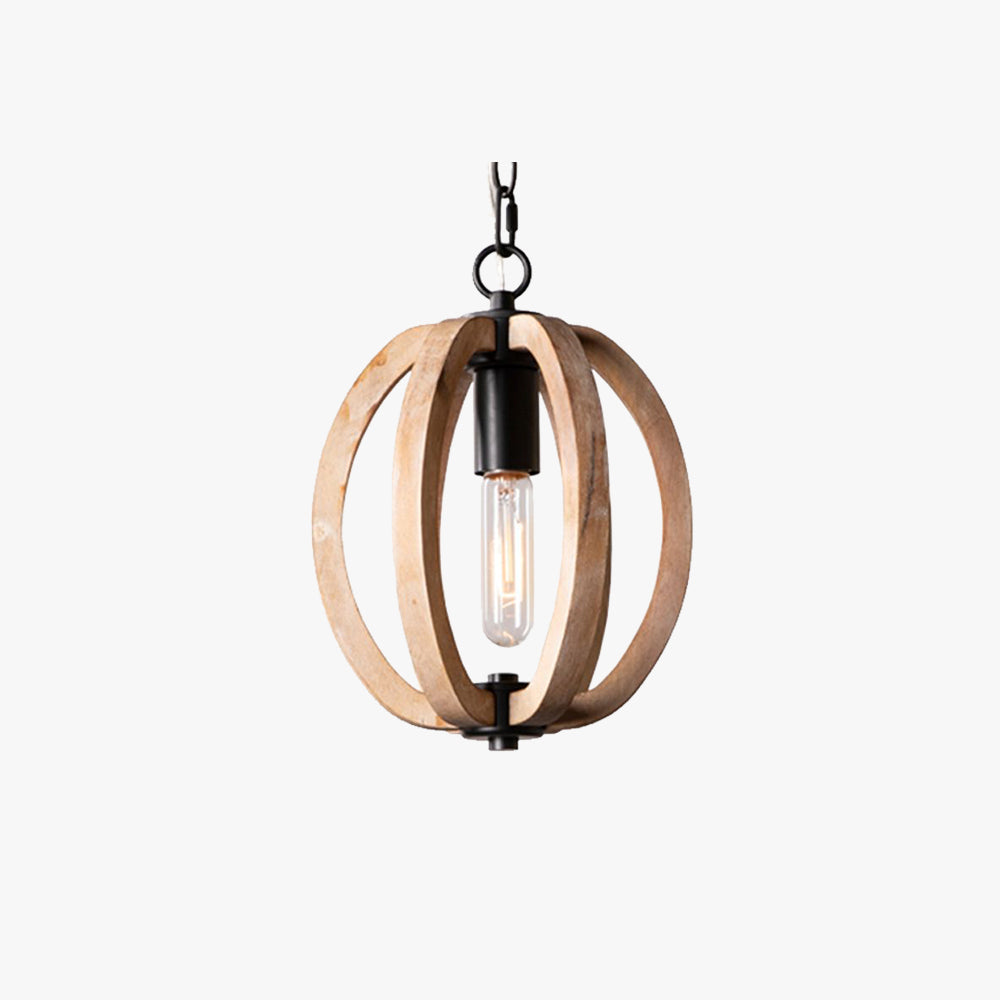 Silva Sphère Vintage LED Suspension Métal Bois Salon Salle à manger