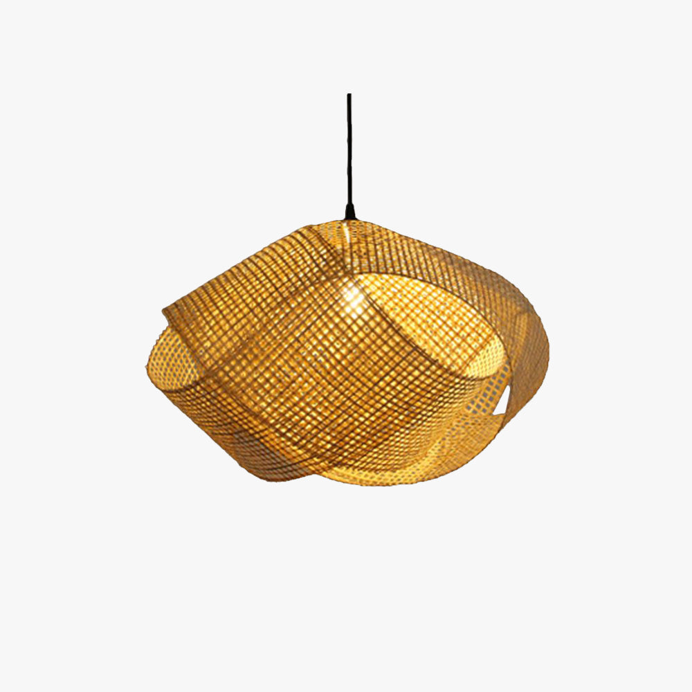 Ritta Retro LED Suspension Bois Métal Rotin Salon Salle à manger
