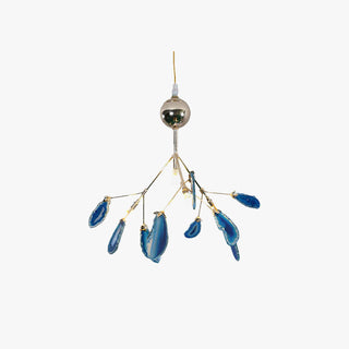 Arisha Art LED Suspension Bleu Métal Agate Salon Chambre à coucher