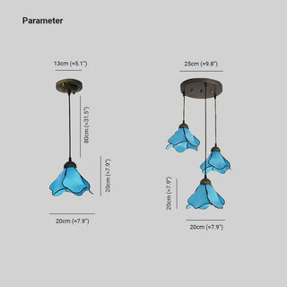 Ray Fleur Moderne LED Suspension Rose Bleu Métal Résine Salon