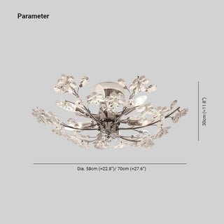 Olivia Plafonnier Moderne à Fleurs en Cristal, Verre/Métal, Chrome, Salon/Chambre à Coucher