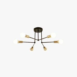Valentina Plafonnier Linéaire Moderne, Métal/Verre, Blanc/Noir/Doré, Salon