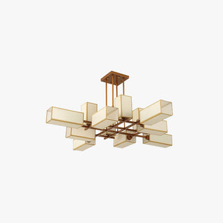 Arisha Lustre Carré Contemporain, Metal/Tissu, Noir/Or, Chambre